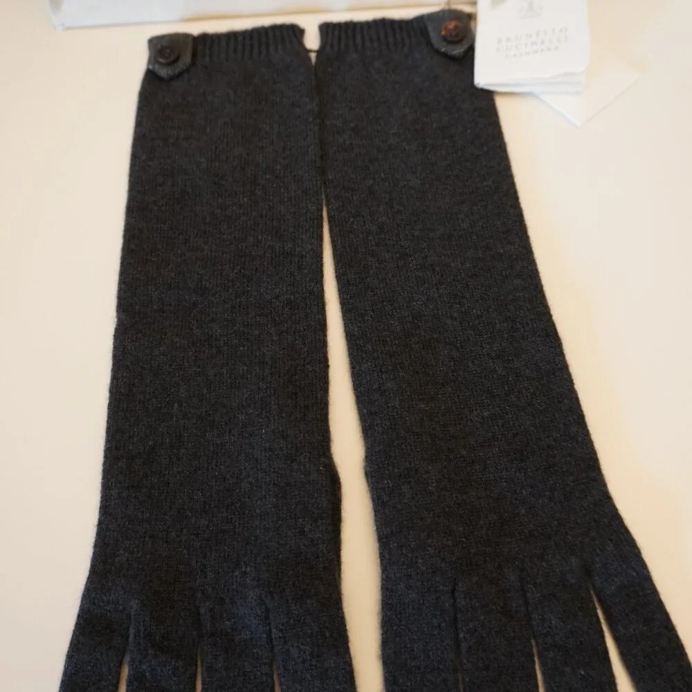 Brunello Cucinelli Cashmere Monili Gloves Size Small 13